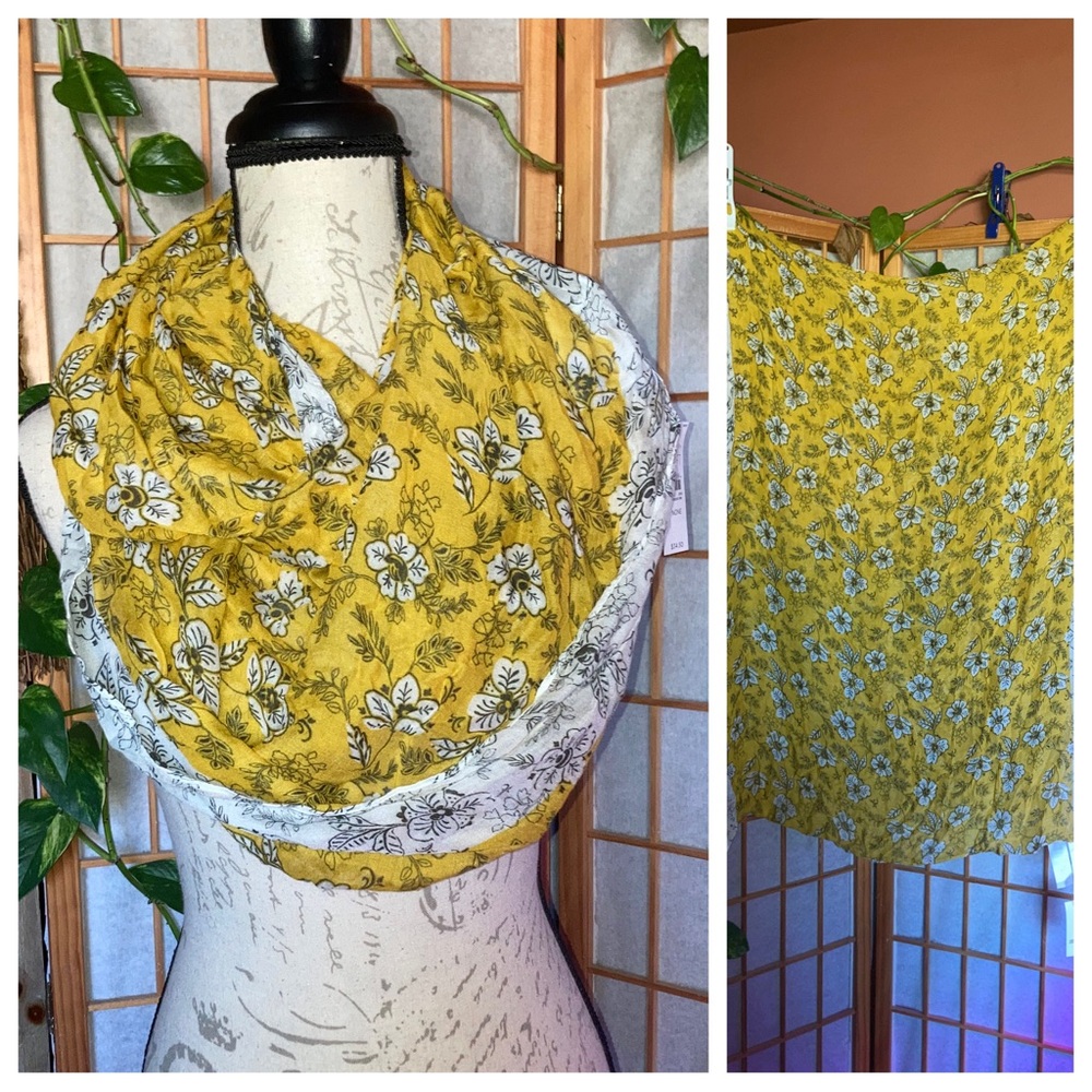 NWT Loft Floral Yellow Infinity Scarf One Size